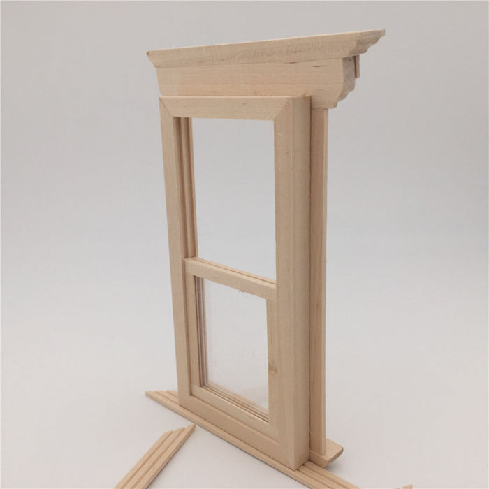 Flat Top Two Lattice Sliding Window - 1/12 Scale Dollhouse Accessories side view