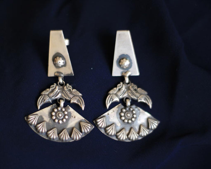 Essence Dual Parrot 3 Layered Trapezium Earrings