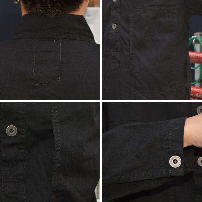 FULL COUNT "4097-1" US Army Black Black Denim Pullover Shirt
