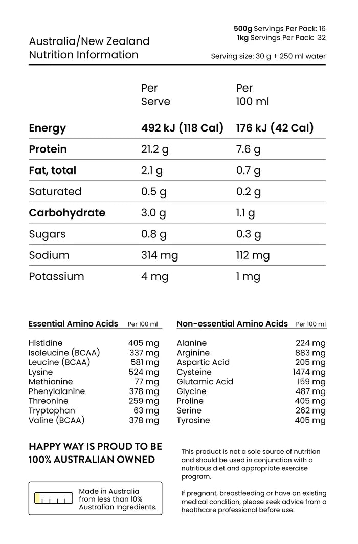 Happy Way Pea Protein Powder 500g - Vanilla