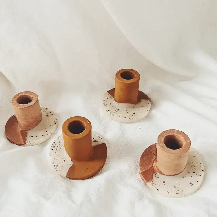 Two Toned Speckled Taper Candle Holder