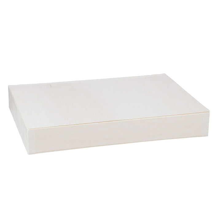 11"x15"x2" Large Balsa Wood Collapsible Box with Attached Lid