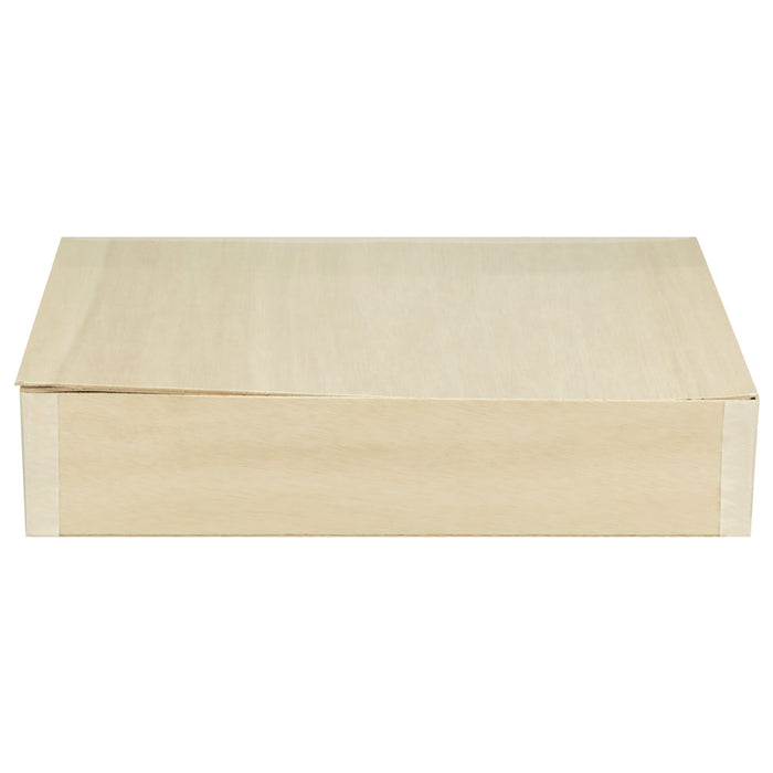 11"x15"x3" Large Deep Balsa Wood Collapsible Tray with Attached Lid