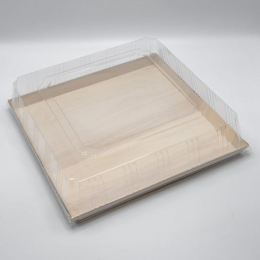 12"x12" Extra Large Balsa Wood Tray with Clear PET Lid