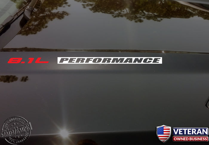 8.1L PERFORMANCE Hood Vinyl Decals Stickers Fits Chevrolet Big Block 496 cid INV