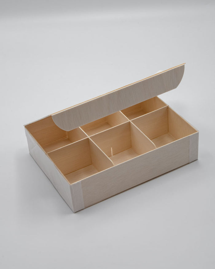 8"x11"x3" Vento Balsa Wood Collapsible Box with Attached Window Lid and 3 Dividers