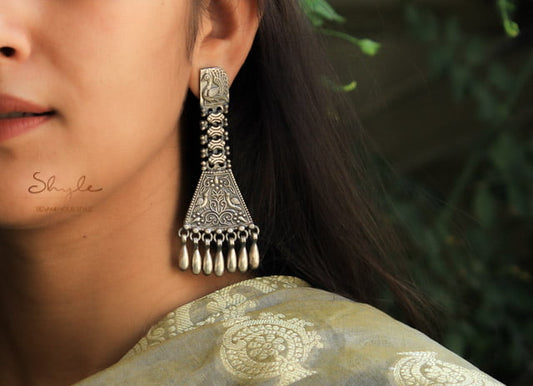 Anvaya Peacock Detailed Dangling Earrings model