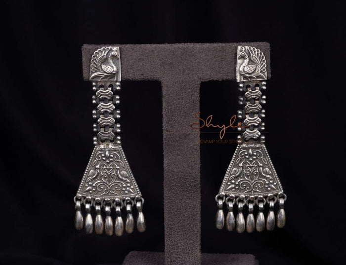 Anvaya Peacock Detailed Dangling Earrings front