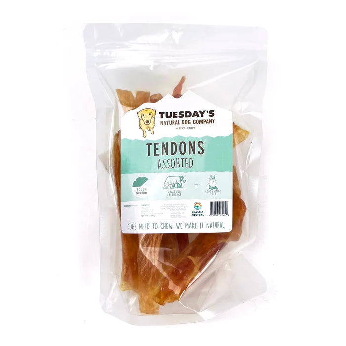 Beef Tendons - Assorted Sizes 8 oz Bag - Dog.Dog.Cat.