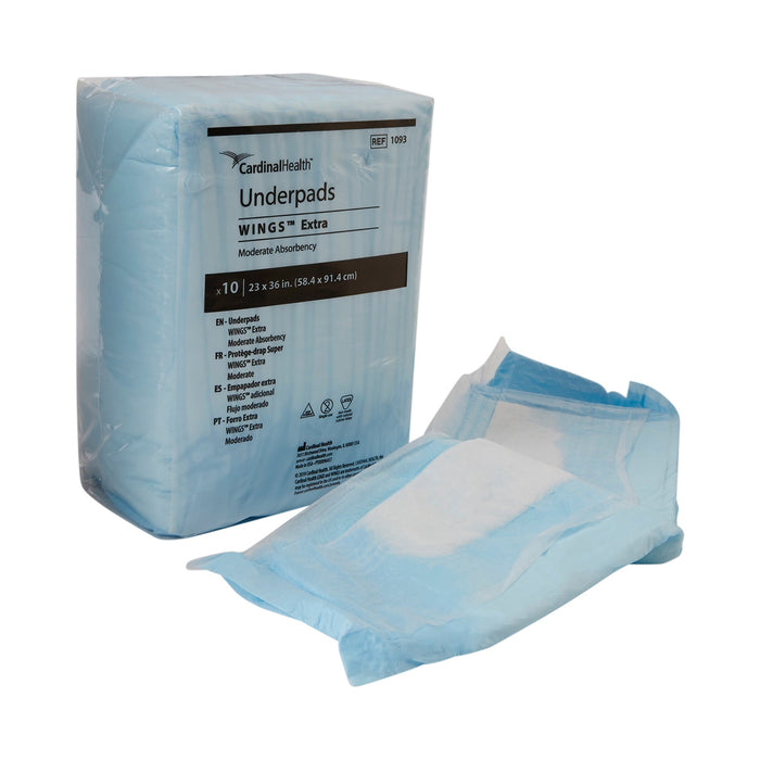 Cardinal Health Wings Extra Underpads, Moderate Absorbency - 1093-Pack - LL Medico