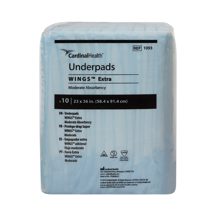 Cardinal Health Wings Extra Underpads, Moderate Absorbency - 1093-Pack - LL Medico