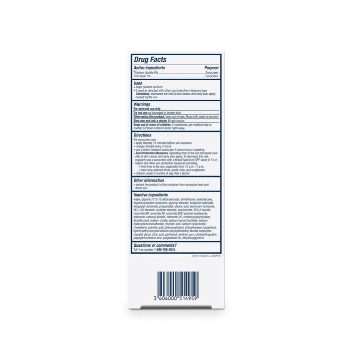 CeraVe Hydrating Mineral Sunscreen Face SPF 50 Lotion, Unscented, 2.5 oz