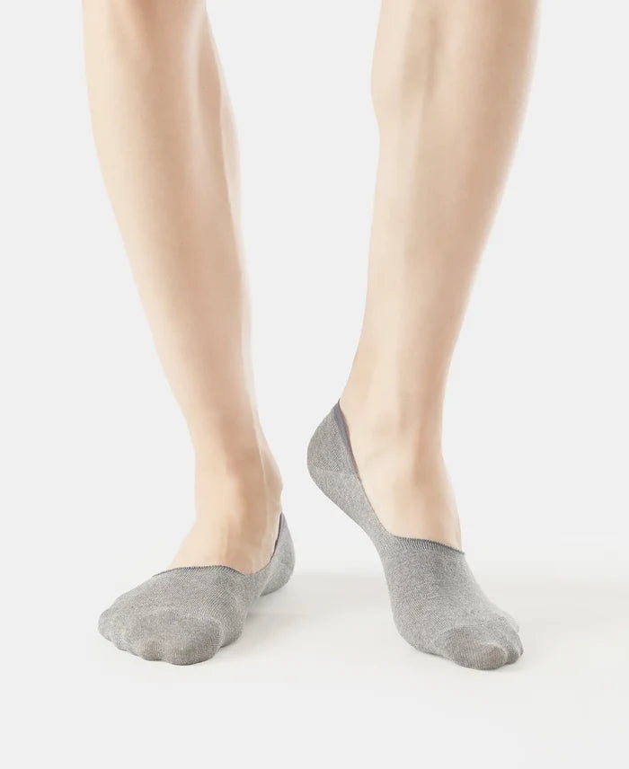 Compact Cotton Elastane Stretch No Show Socks With StayFresh Treatment - Black, Grey & Navy (Pack of 3)