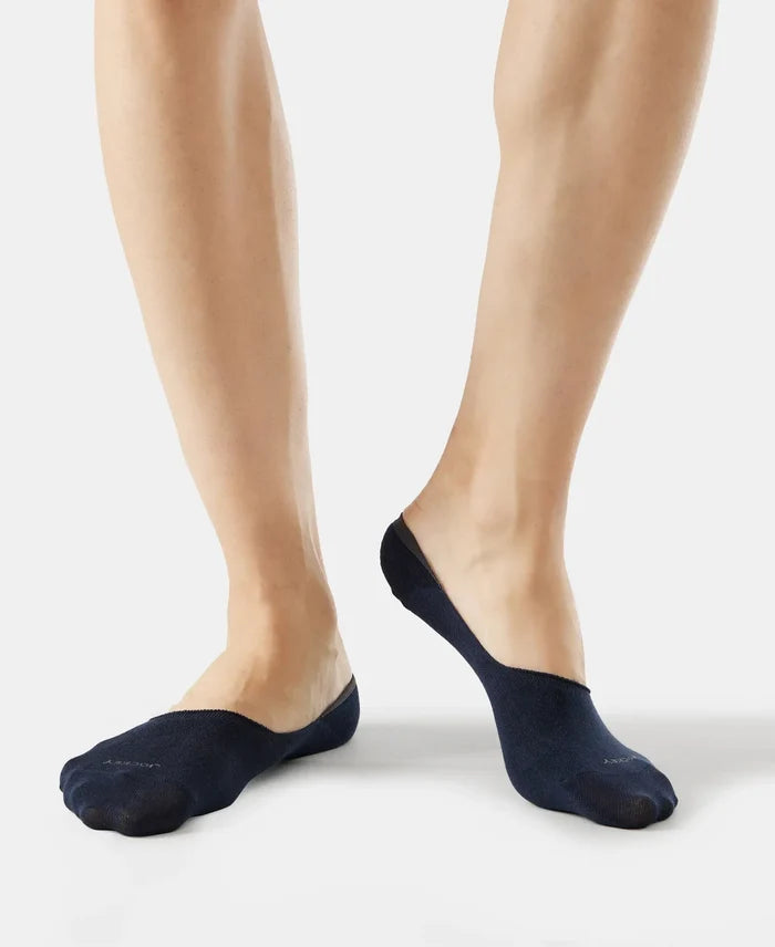 Compact Cotton Elastane Stretch No Show Socks With StayFresh Treatment - Black, Grey & Navy (Pack of 3)