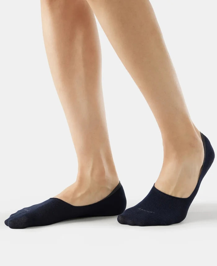 Compact Cotton Elastane Stretch No Show Socks With StayFresh Treatment - Black, Grey & Navy (Pack of 3)