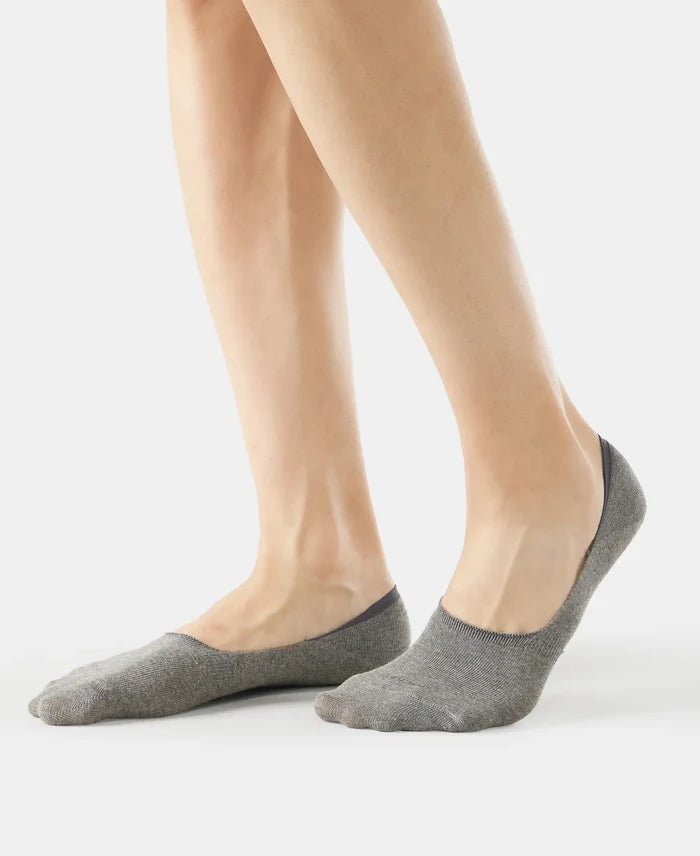 Compact Cotton Elastane Stretch No Show Socks With StayFresh Treatment - Black, Grey & Navy (Pack of 3)