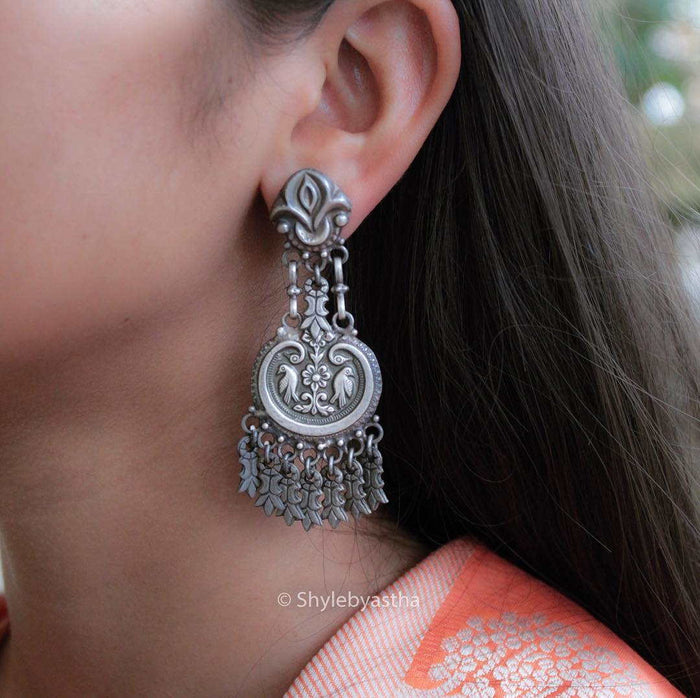 Dual-Peacock-Silver-Danglers-model