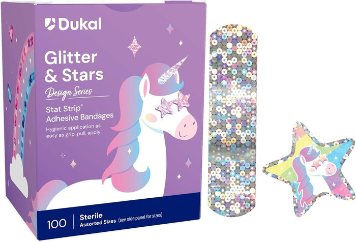 Dukal Glitter Stat Strip Design Adhesive Strip, ¾ x 3 Inch