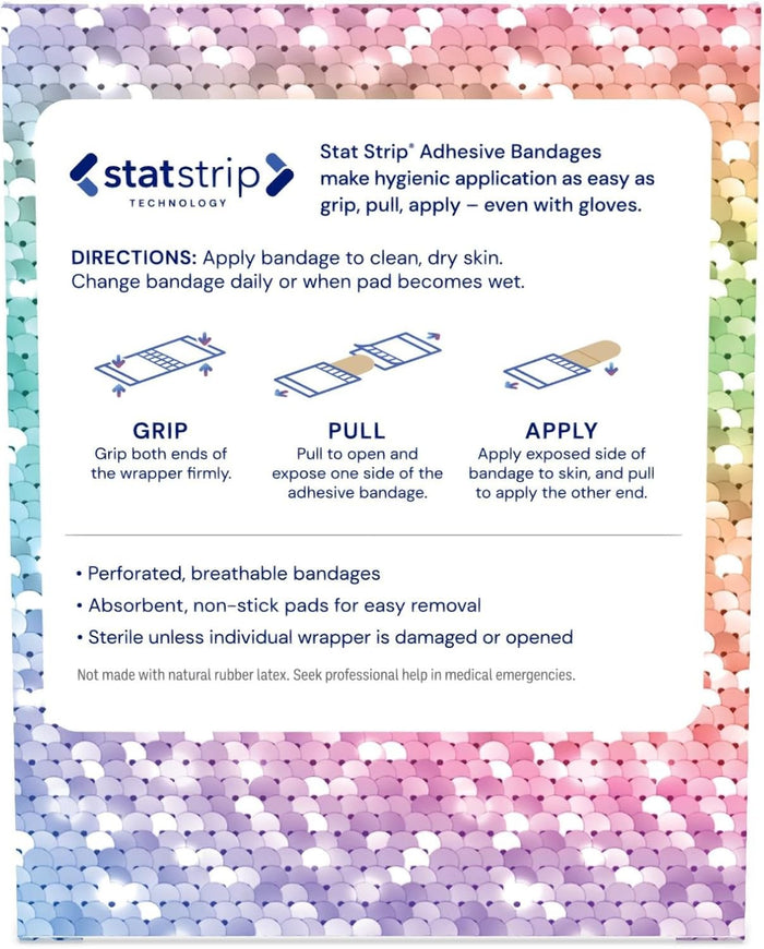 Dukal Glitter Stat Strip Design Adhesive Strip, ¾ x 3 Inch