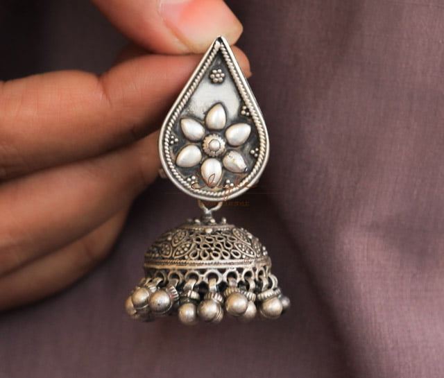 Dulari Flora Drop Motif Ghughri Jhumka