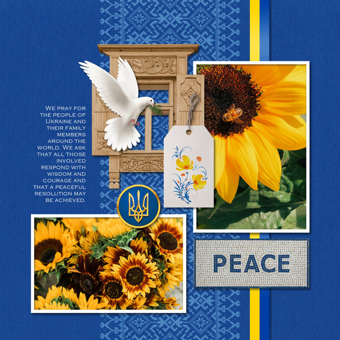 Show your support of Ukraine with this beautiful travel digital kit by Lucky Girl Creative filled with authentic Ukrainian papers and embellishments. Pray for Ukraine. Stand with Ukraine.