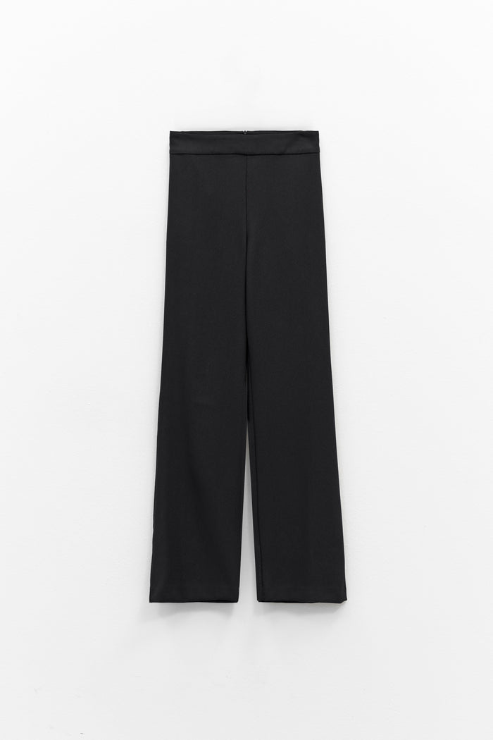 ELEH - BLACK DRESS PANTS by ELEH featuring a high-rise waist and wide-leg design, displayed against a plain white background.
