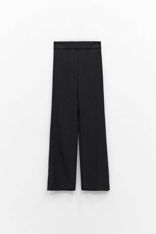 ELEH - BLACK DRESS PANTS by ELEH featuring a high-rise waist and wide-leg design, displayed against a plain white background.