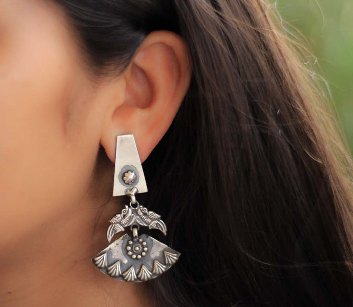 Essence Dual Parrot 3 Layered Trapezium  Earrings