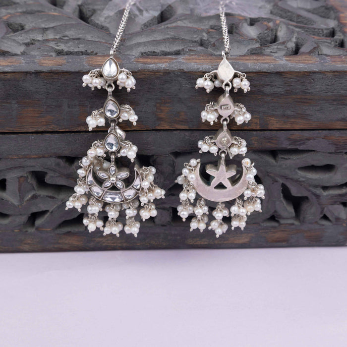 Essence Kundan Chaand Phool Pearl Drop Earchain Statement Earring