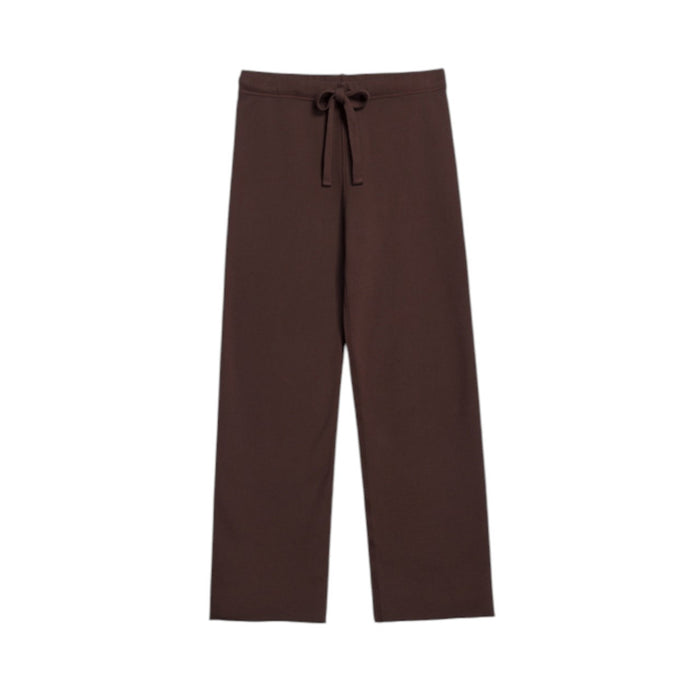 FRANK & EILEEN Catherine Long Sweatpant in Coco: brown, loose-fitting wide-leg sweatpants made from 100% cotton with a drawstring waistband, shown on a white background.