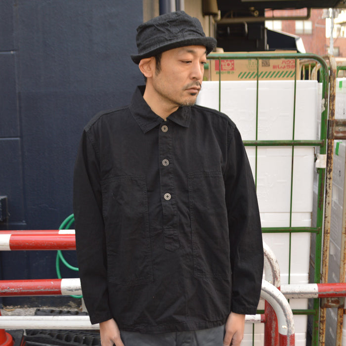 FULL COUNT "4097-1" US Army Black Black Denim Pullover Shirt