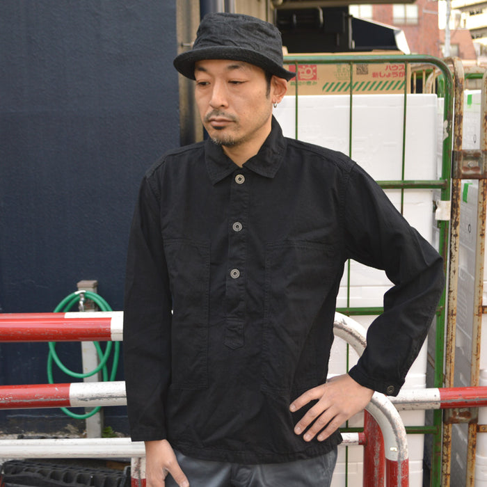 FULL COUNT "4097-1" US Army Black Black Denim Pullover Shirt