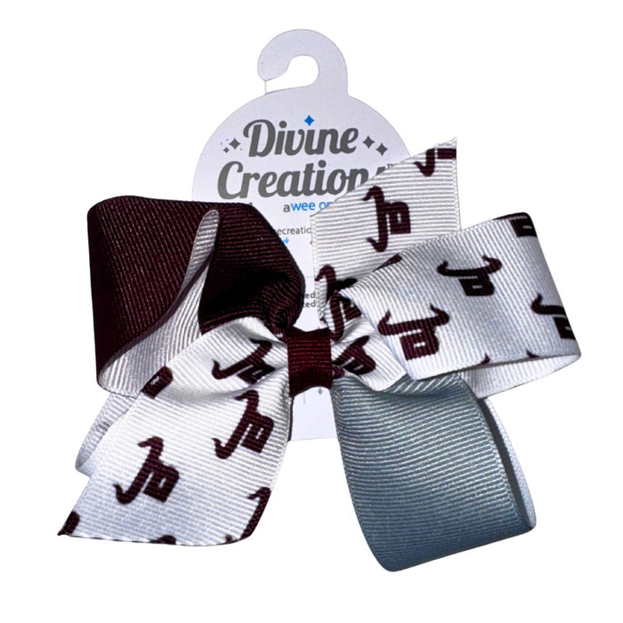 Grosgrain Color-Block Logo Print Bow