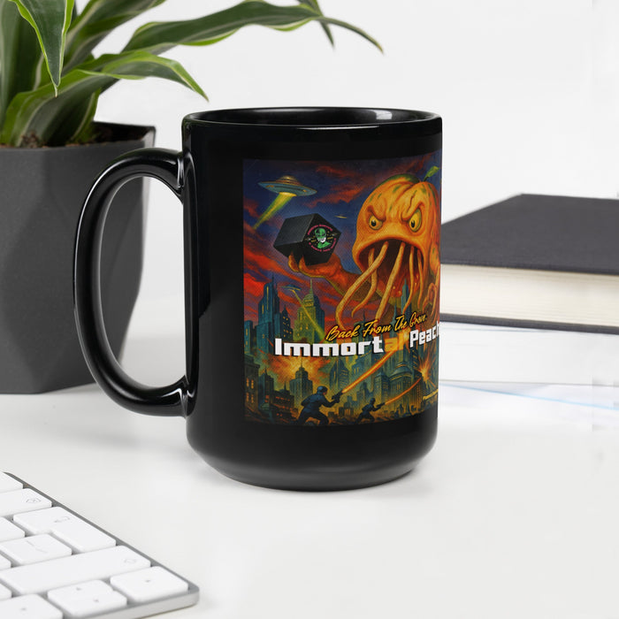 Immortal Peach Classic Black Diner Mug | 15Oz - Phoenix Artisan Accoutrements