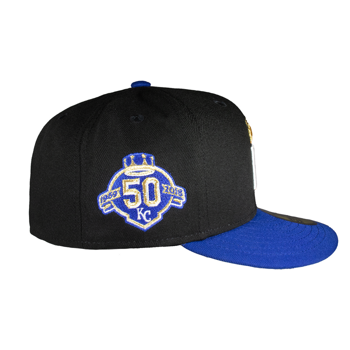 Kansas City Royals Black and Royal Gold Crown 50Th Anniversary