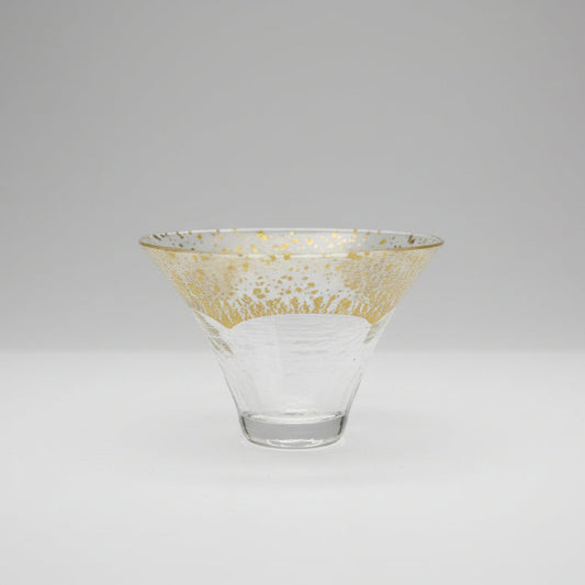 Kimoto Glass: Shofukuhai Mt. Fuji Gold Clear Sake Glass, 65 ml yunomi.life