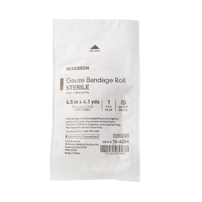 McKesson Sterile Fluff Bandage Roll, 4.5 Inch x 4.1 Yard, Six Ply