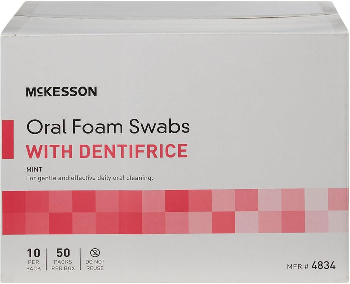 McKesson Oral Foam Swabs with Dentifrice, Mint