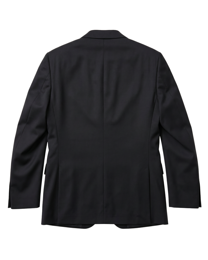 Mens Solid Black Slim Fit VBC Wool Prehemmed 2-Button Suit - The Suit Depot