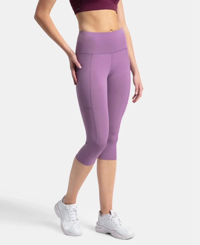 Microfiber Elastane Stretch Slim Fit Capri with Back Waistband Pocket - Chinese Violet