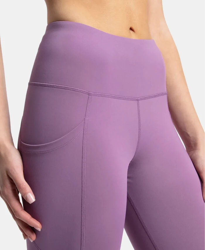 Microfiber Elastane Stretch Slim Fit Capri with Back Waistband Pocket - Chinese Violet