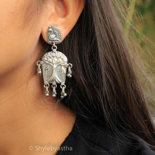 Mizoya Peacock Motif Tree Earrings