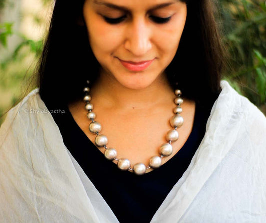 Moh Silver Ball Necklace