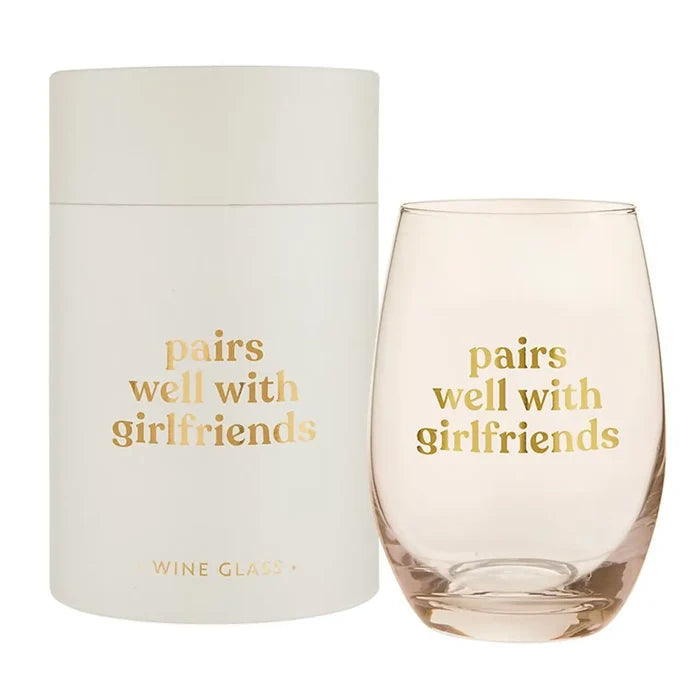Pairs Well With Girlfriends Stemless Cocktail Glass