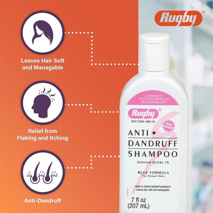 Rugby Anti-Dandruff Shampoo, Selenium Sulfide 1%, 7 fl oz