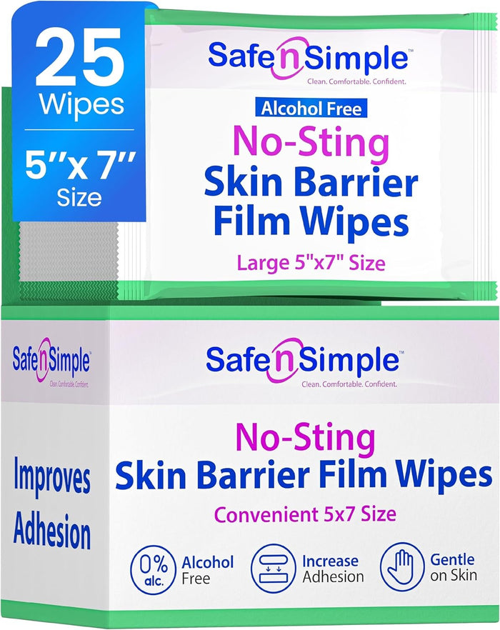 Safe N Simple No-Sting Skin Barrier Wipe, 5 x 7 Inch