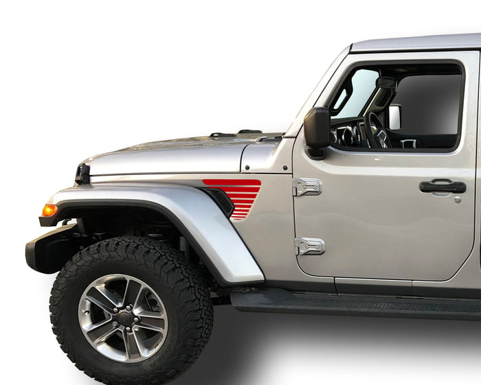 Strobe Pattern Fender Vent Inlays Fits: 2018 & up Jeep Wrangler JL JT Sport MOAB