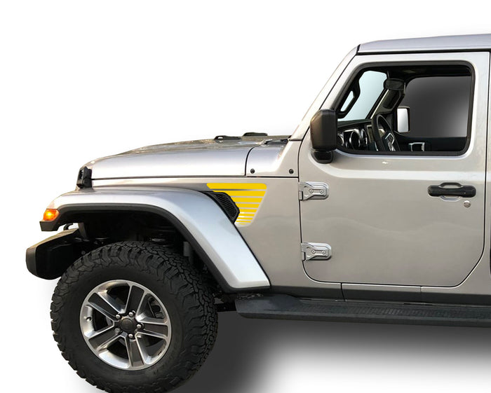 Strobe Pattern Fender Vent Inlays Fits: 2018 & up Jeep Wrangler JL JT Sport MOAB
