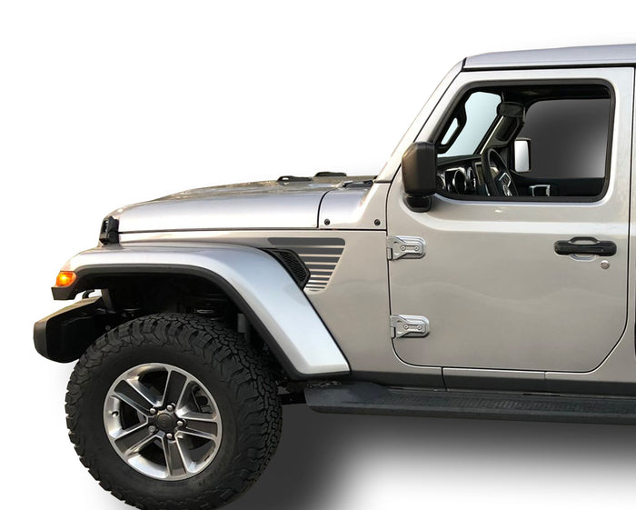 Strobe Pattern Fender Vent Inlays Fits: 2018 & up Jeep Wrangler JL JT Sport MOAB