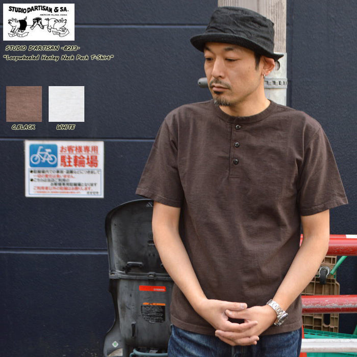 STUDIO D'ARTISAN "8213" Loopwheeled Henley Neck Pack T-Shirt